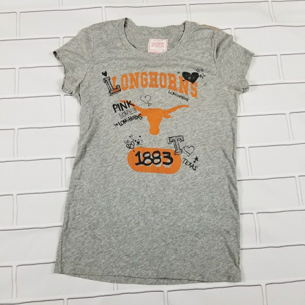 PINK UT Longhorn Gray Tee Shirt